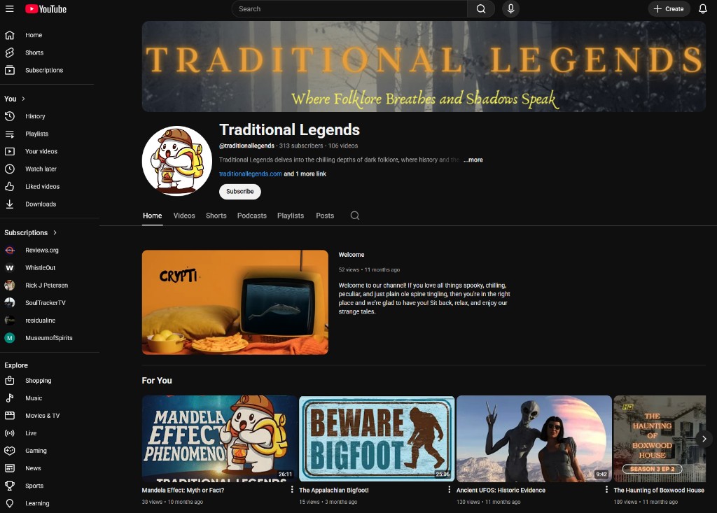 Traditional Legends YouTube Channel